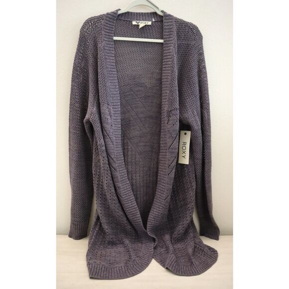 Roxy ARJSW03132 Women's Sz XL Graystone Open Front Long Cardigan Sweater - Picture 1 of 14